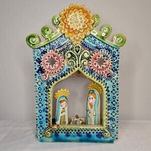 Vintage Handcrafted Italian Caltagirone Ceramic Nativity Scene
